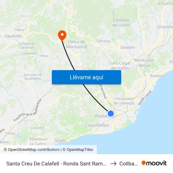 Santa Creu De Calafell - Ronda Sant Ramon to Collbató map