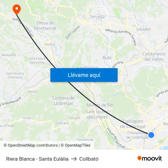 Riera Blanca - Santa Eulàlia to Collbató map