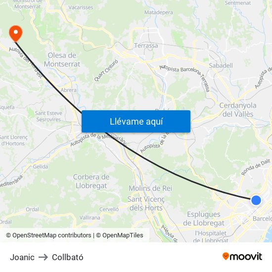 Joanic to Collbató map