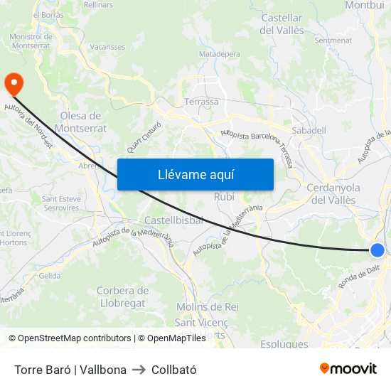 Torre Baró | Vallbona to Collbató map