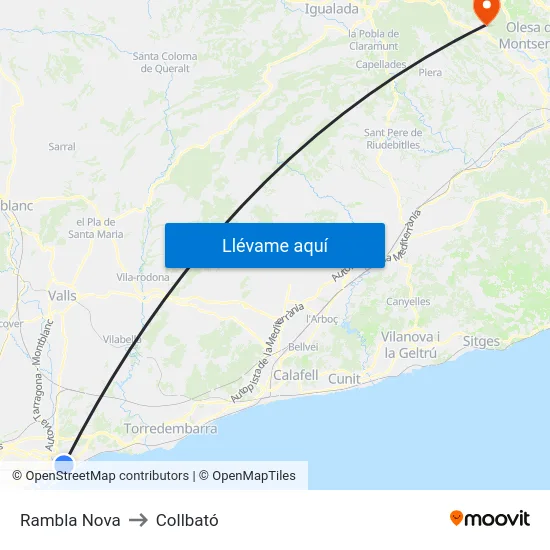 Rambla Nova to Collbató map