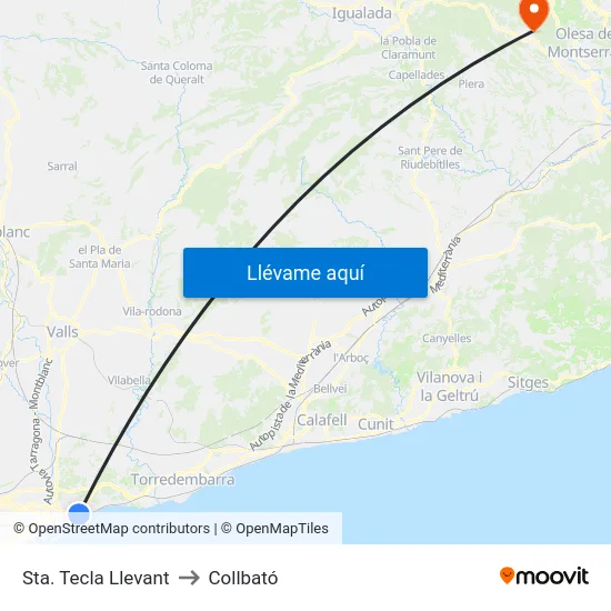 Sta. Tecla Llevant to Collbató map