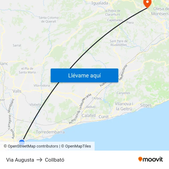 Via Augusta to Collbató map