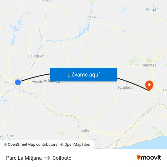 Parc La Mitjana to Collbató map