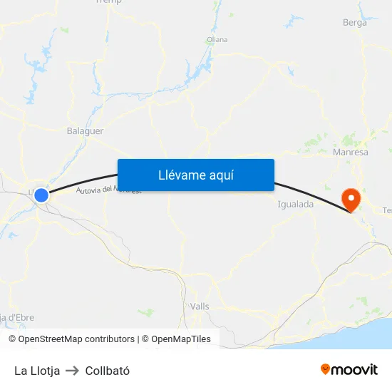 La Llotja to Collbató map