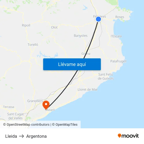 Lleida to Argentona map