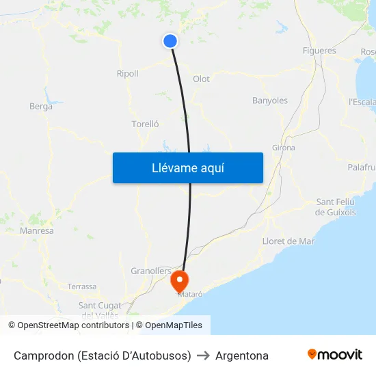 Camprodon  (Estació D’Autobusos) to Argentona map