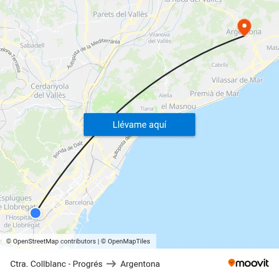 Ctra. Collblanc - Progrés to Argentona map