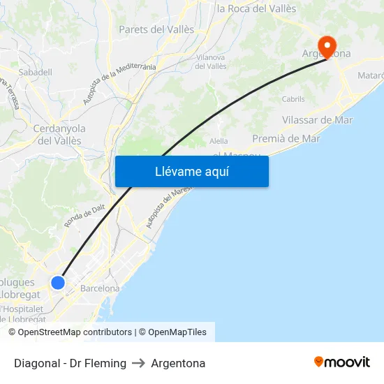 Diagonal - Dr Fleming to Argentona map