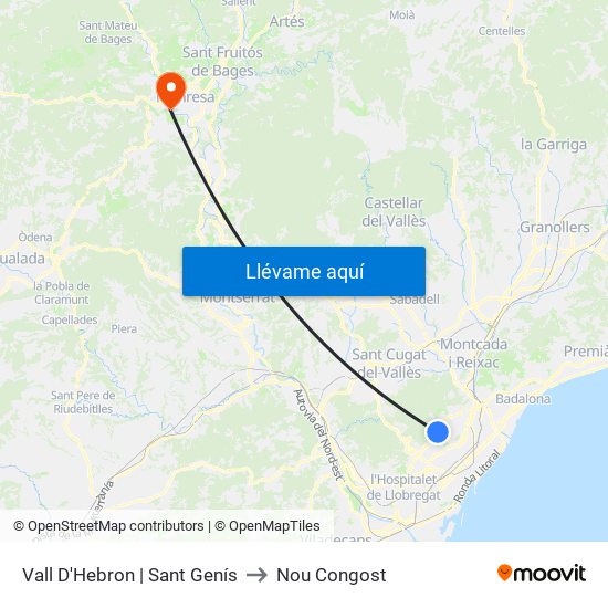 Vall D'Hebron | Sant Genís to Nou Congost map