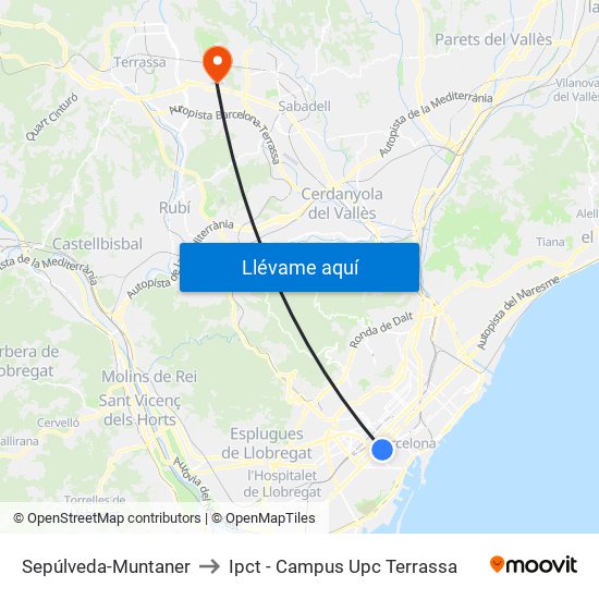 Sepúlveda-Muntaner to Ipct - Campus Upc Terrassa map
