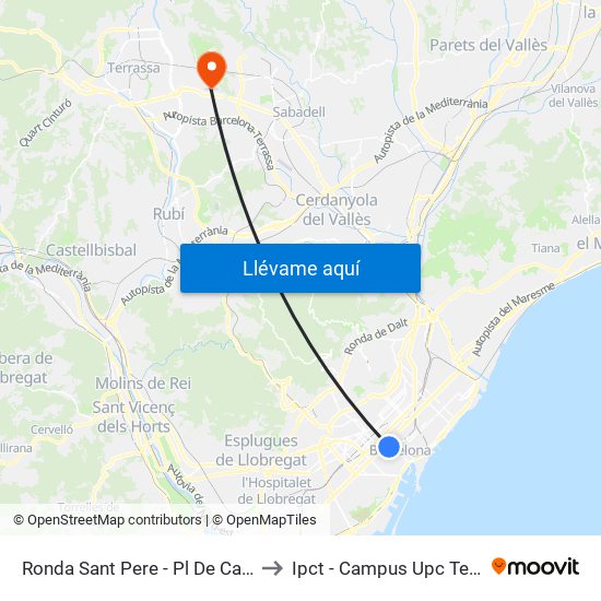 Ronda Sant Pere - Pl De Catalunya to Ipct - Campus Upc Terrassa map