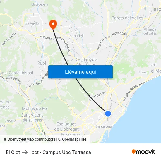 El Clot to Ipct - Campus Upc Terrassa map