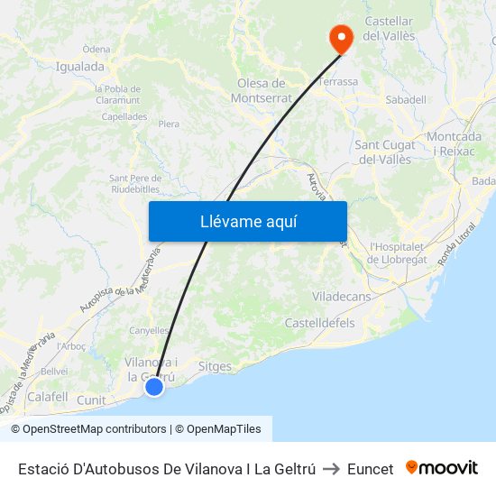 Estació D'Autobusos De Vilanova I La Geltrú to Euncet map