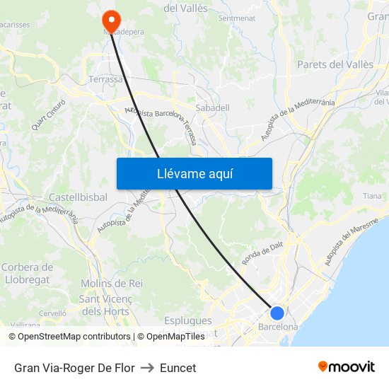 Gran Via-Roger De Flor to Euncet map