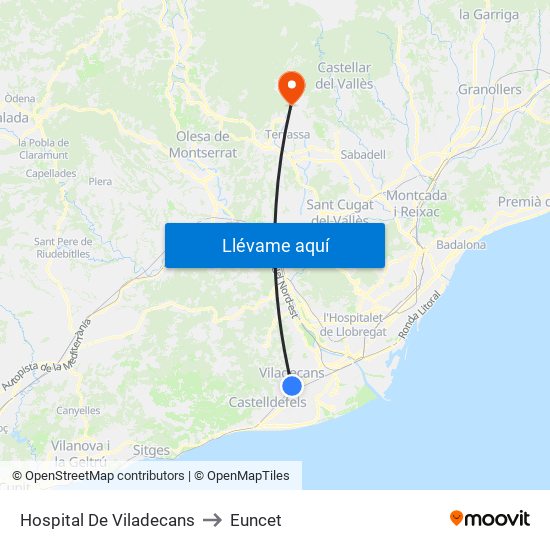 Hospital De Viladecans to Euncet map