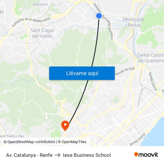 Av. Catalunya - Renfe to Iese Business School map