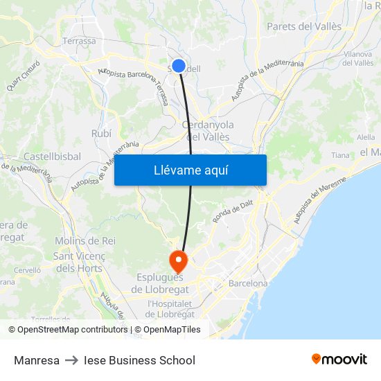 Manresa to Iese Business School map