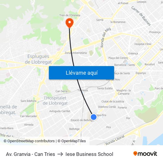 Av. Granvia - Can Tries to Iese Business School map