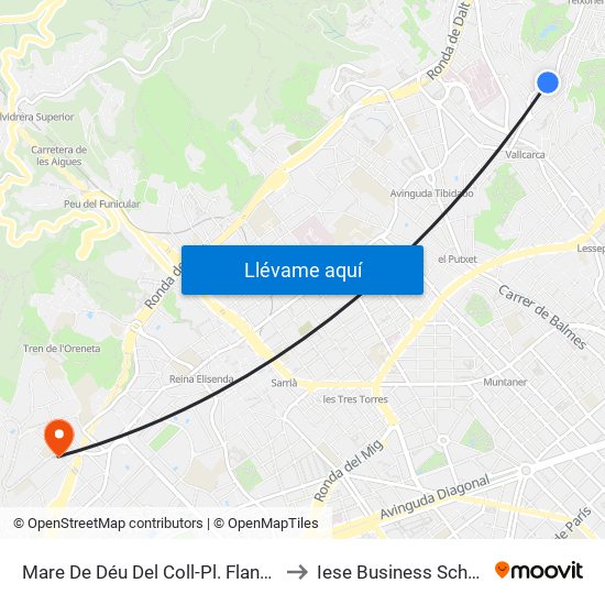 Mare De Déu Del Coll-Pl. Flandes to Iese Business School map