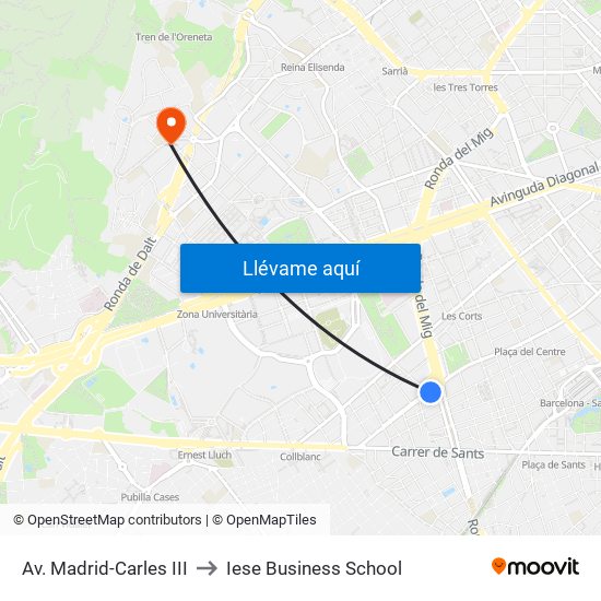 Av. Madrid-Carles III to Iese Business School map