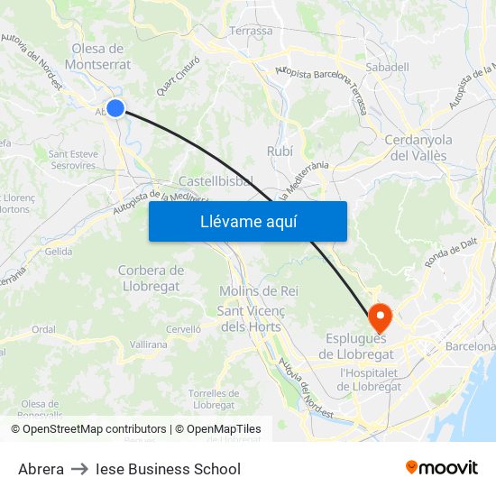 Abrera to Iese Business School map