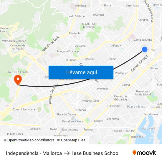 Independència - Mallorca to Iese Business School map