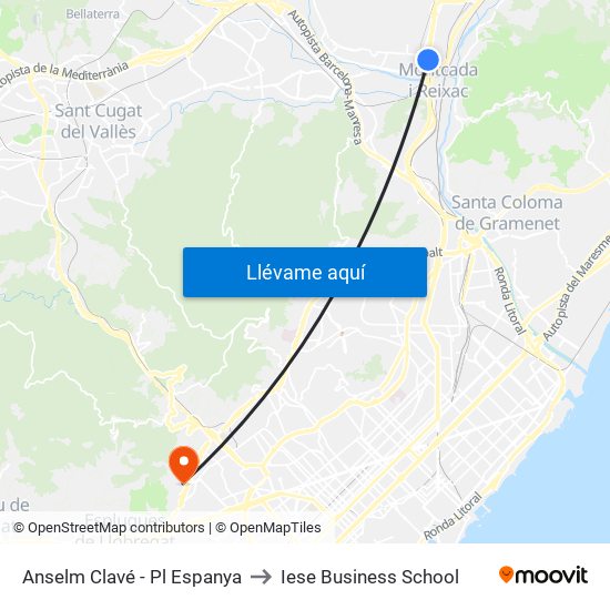 Anselm Clavé - Pl Espanya to Iese Business School map
