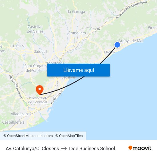 Av. Catalunya/C. Clòsens to Iese Business School map