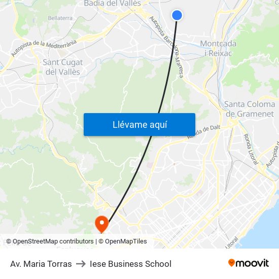 Av. Maria Torras to Iese Business School map