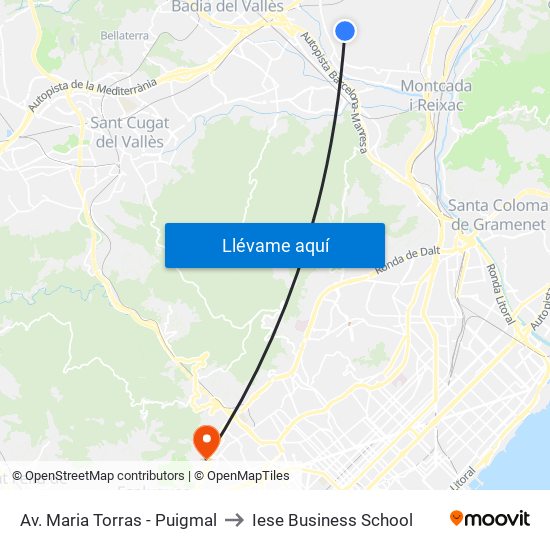 Av. Maria Torras - Puigmal to Iese Business School map