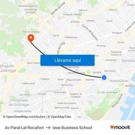 Av Paral·Lel-Rocafort to Iese Business School map