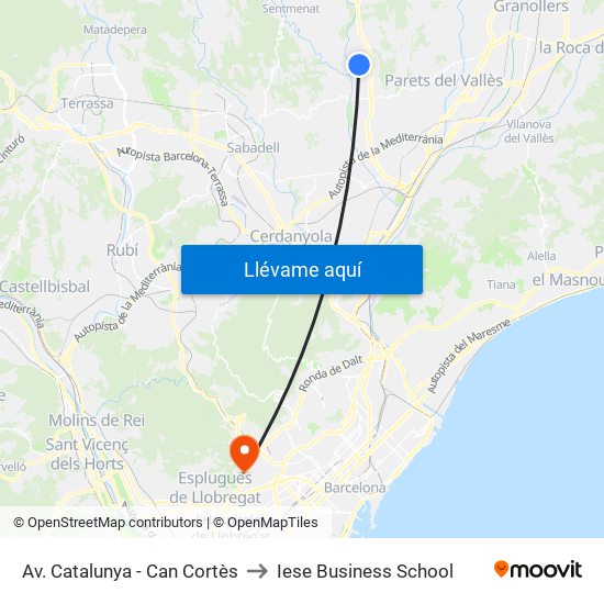 Av. Catalunya - Can Cortès to Iese Business School map