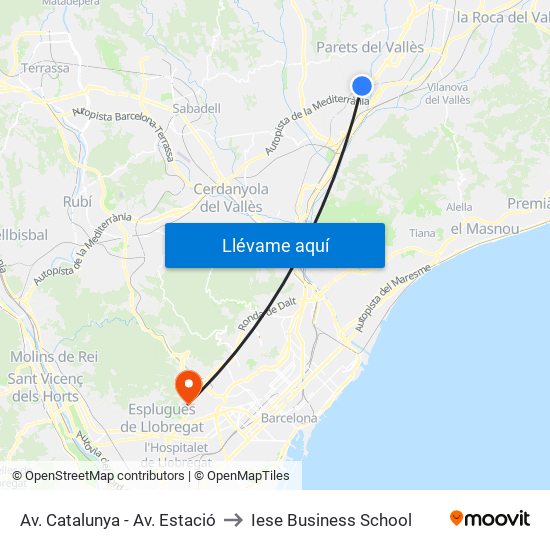 Av. Catalunya - Av. Estació to Iese Business School map