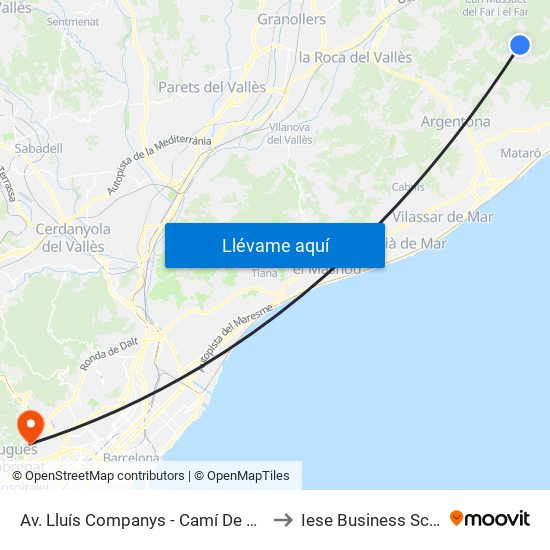 Av. Lluís Companys - Camí De Mataró to Iese Business School map