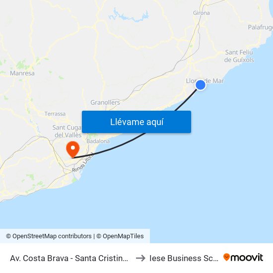 Av. Costa Brava - Santa Cristina (Ll-B) to Iese Business School map
