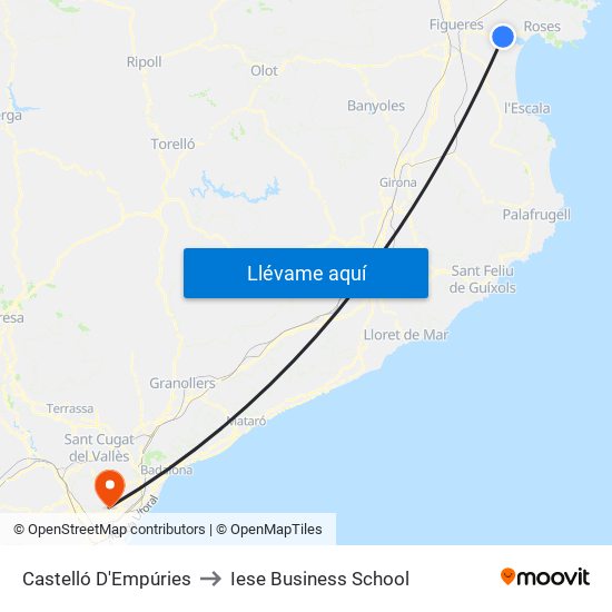 Castelló D'Empúries to Iese Business School map