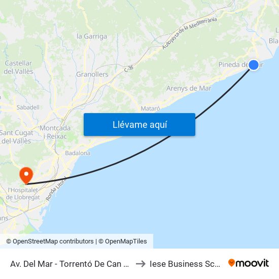 Av. Del Mar - Torrentó De Can Gelat to Iese Business School map