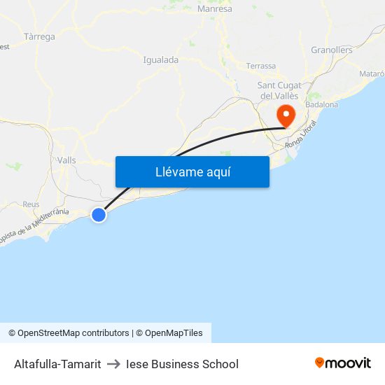 Altafulla-Tamarit to Iese Business School map