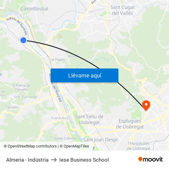 Almeria - Indústria to Iese Business School map