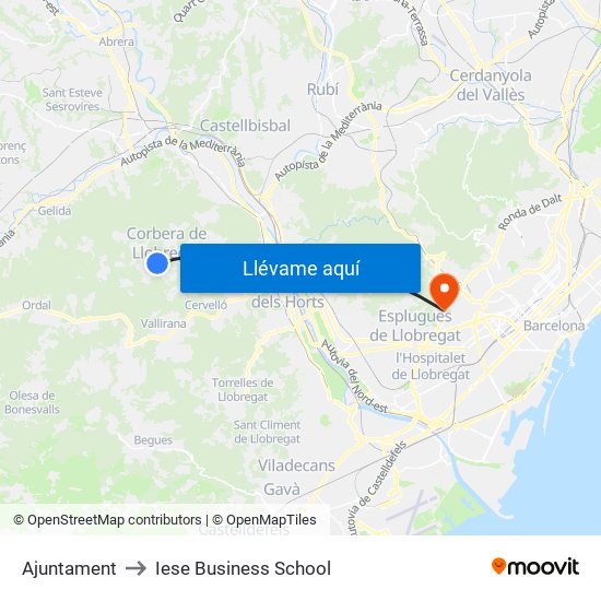 Ajuntament to Iese Business School map