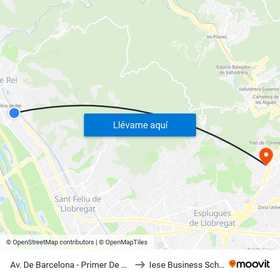 Av. De Barcelona - Primer De Maig to Iese Business School map