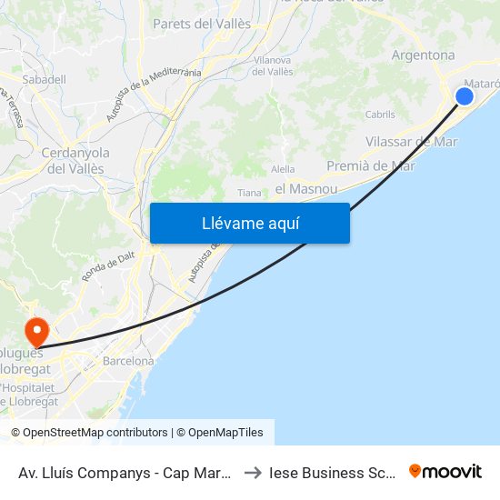 Av. Lluís Companys - Cap Maresme to Iese Business School map