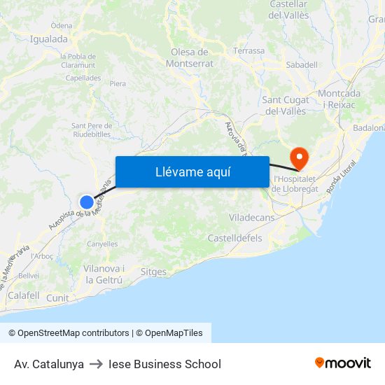 Av. Catalunya to Iese Business School map
