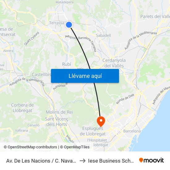 Av. De Les Nacions / C. Navarra to Iese Business School map