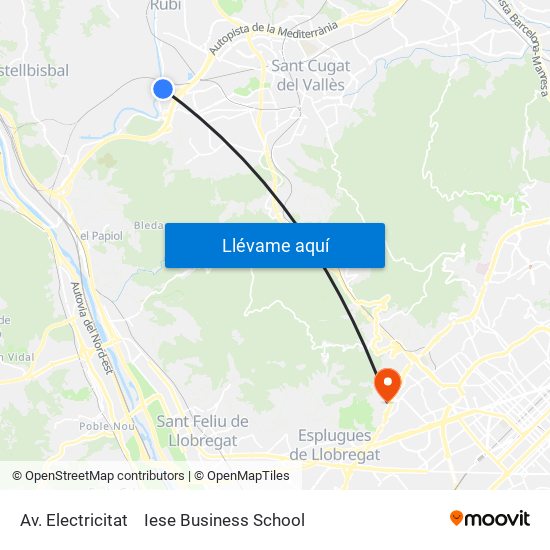 Av. Electricitat to Iese Business School map