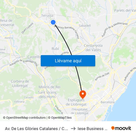 Av. De Les Glòries Catalanes / C. Del Bages to Iese Business School map