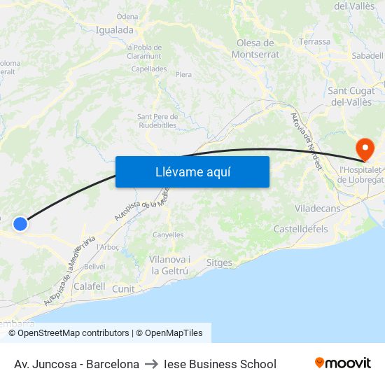 Av. Juncosa - Barcelona to Iese Business School map