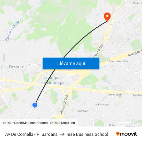 Av De Cornellà - Pl Sardana to Iese Business School map