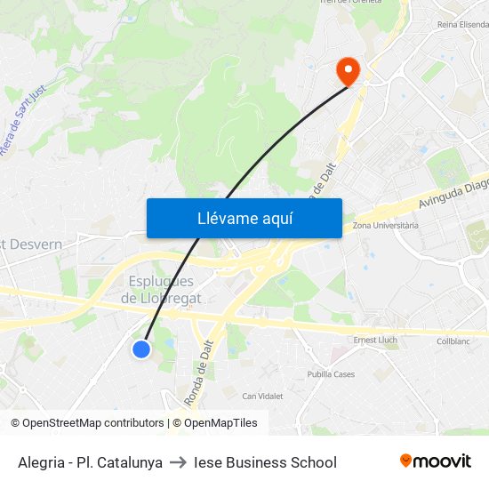 Alegria - Pl. Catalunya to Iese Business School map